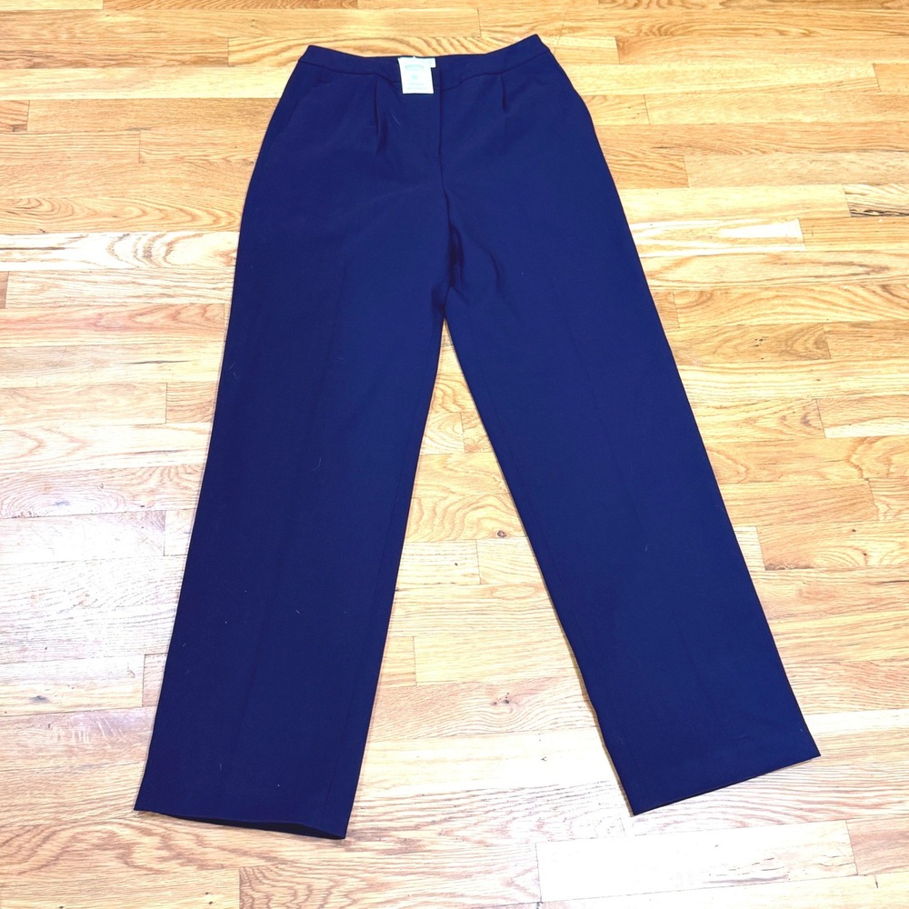 Talbots Collection Navy Blue Wide Leg Pleated Trousers Made in Italy Womens 6